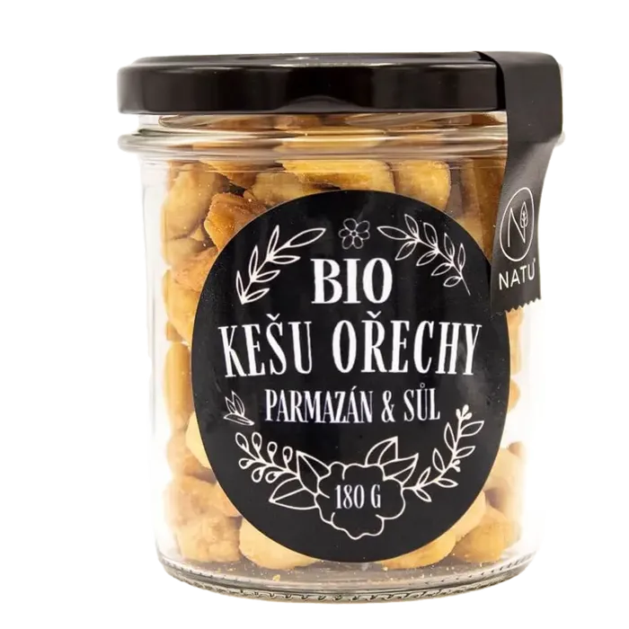 NATU Kešu ořechy s parmezánem a Fleur de sel 180 g BIO